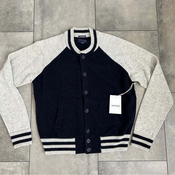 MOTHER Sweaters - NEW Mother Denim The Letterman Sweater cashmere cardigan jacket navy gray XS